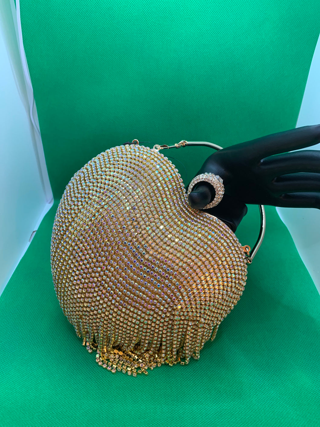 Rhinestone Heart Shape Box Clutch
