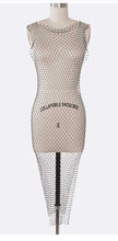 Load image into Gallery viewer, Rhinestone Fishnet Mesh Knee Length Cover Up
