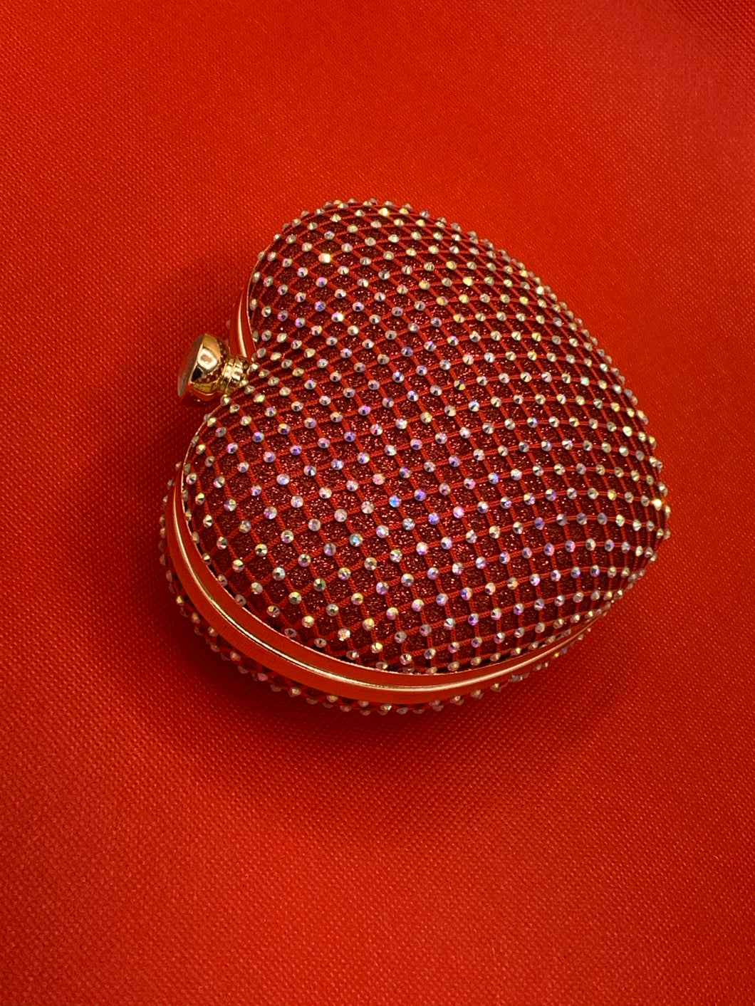 Rhinestone Mesh Heart Box Clutch *RED/BLUE*